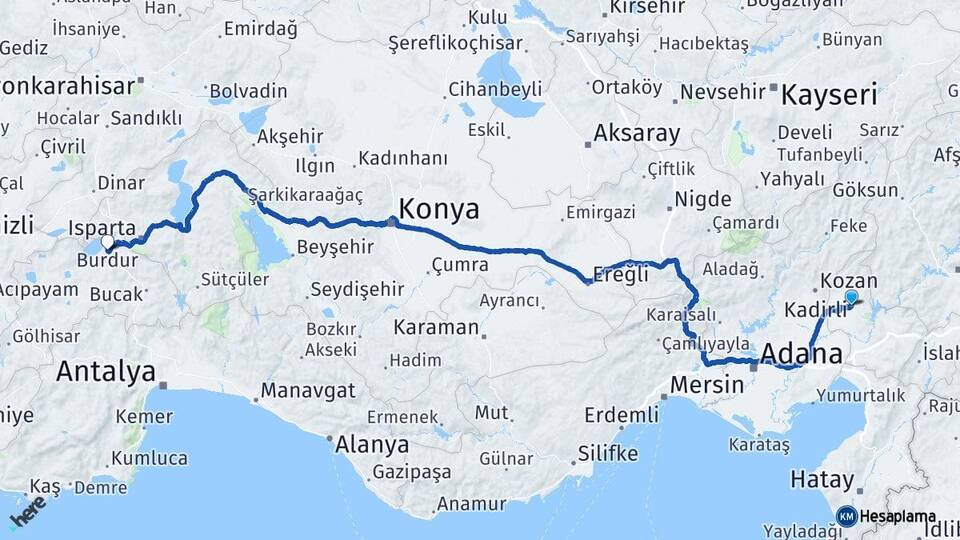 Osmaniye Kadirli Burdur Arası Kaç Km - Yol Haritası