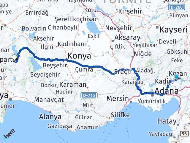 Osmaniye Kadirli Eğirdir Isparta Arası Kaç Km - Yol Haritası
