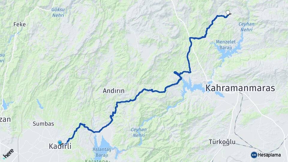 Osmaniye Kadirli Ilıca Onikişubat Kahramanmaraş Arası Kaç Km - Yol Haritası