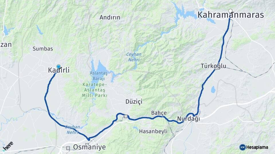 Osmaniye Kadirli Kahramanmaraş Arası Kaç Km - Yol Haritası