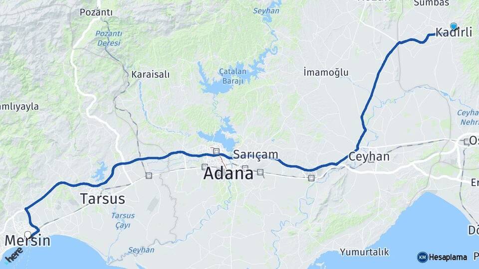 Osmaniye Kadirli Mersin Arası Kaç Km - Yol Haritası