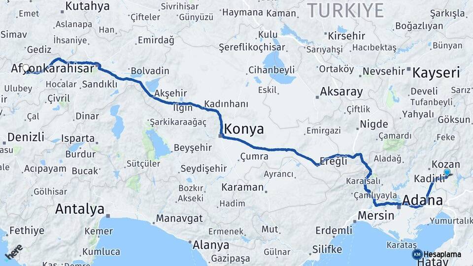 Osmaniye Kadirli Uşak Arası Kaç Km - Yol Haritası