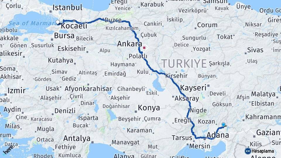 Osmaniye Kadirli Yalova Arası Kaç Km - Yol Haritası