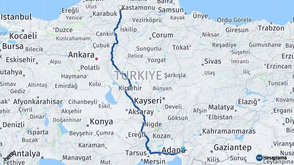 Osmaniye Kastamonu Arası Kaç Km - Yol Haritası