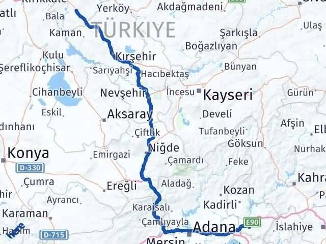 Osmaniye Keskin Kırıkkale Arası Kaç Km - Yol Haritası