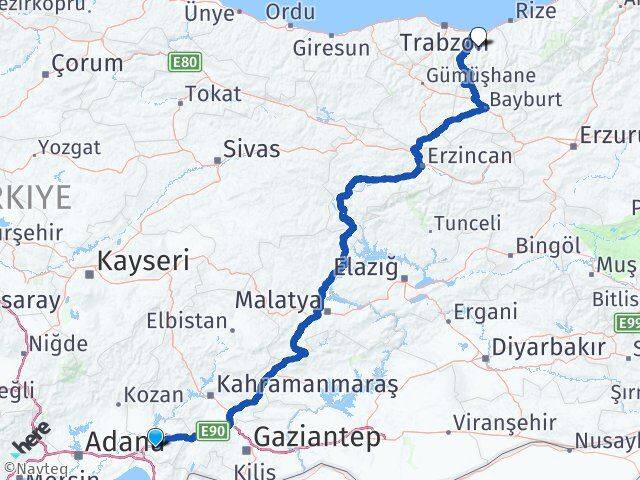 Osmaniye Köprübaşı Trabzon Arası Kaç Km - Yol Haritası