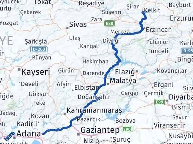 Osmaniye Köse Gümüşhane Arası Kaç Km - Yol Haritası