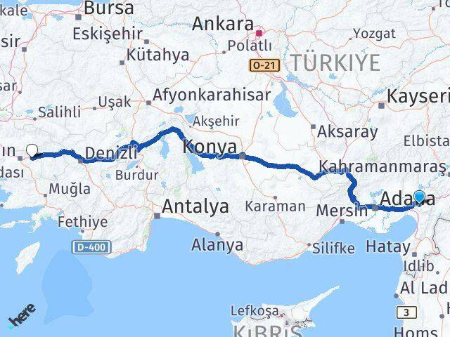 Osmaniye Köşk Aydın Arası Kaç Km - Yol Haritası