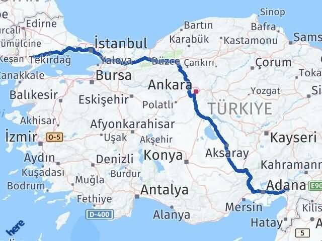 Osmaniye Malkara Tekirdağ Arası Kaç Km - Yol Haritası