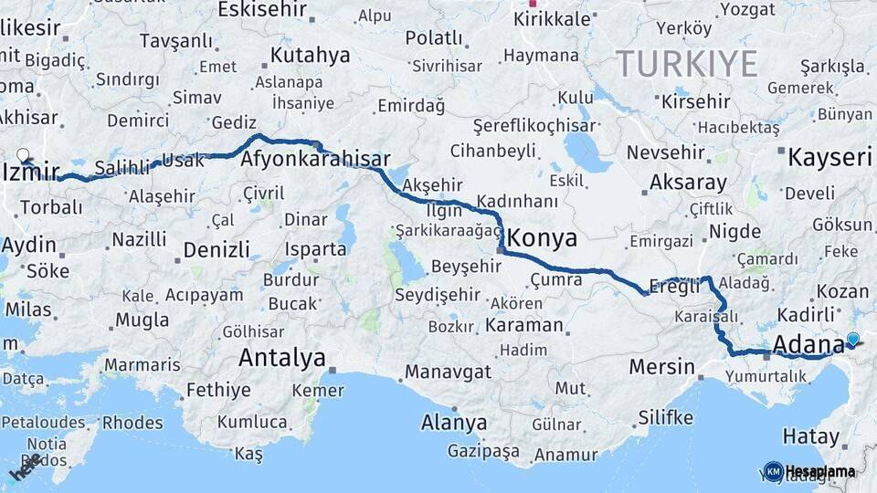 Osmaniye Manisa Arası Kaç Km - Yol Haritası