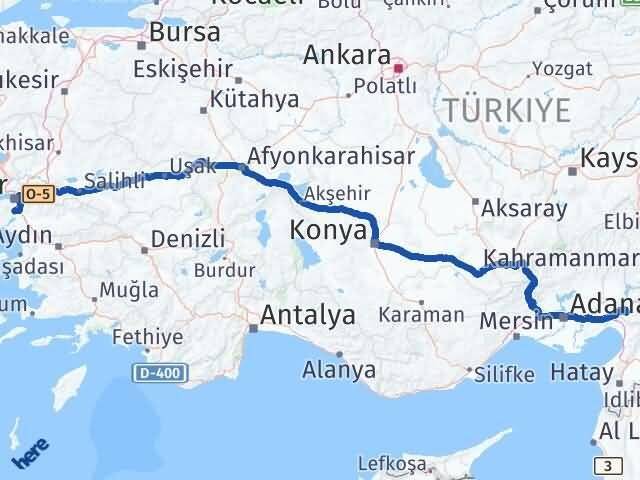 Osmaniye Menderes İzmir Arası Kaç Km - Yol Haritası