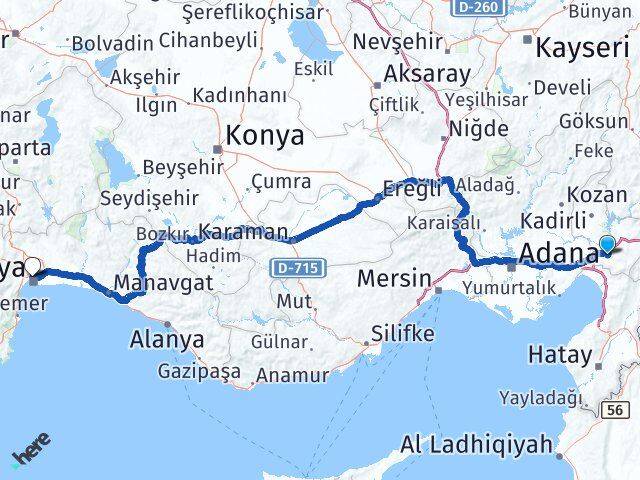 Osmaniye Muratpaşa Antalya Arası Kaç Km - Yol Haritası
