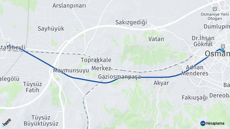 Osmaniye Mustafabeyli Ceyhan Adana Arası Kaç Km - Yol Haritası