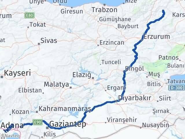 Osmaniye Olur Erzurum Arası Kaç Km - Yol Haritası