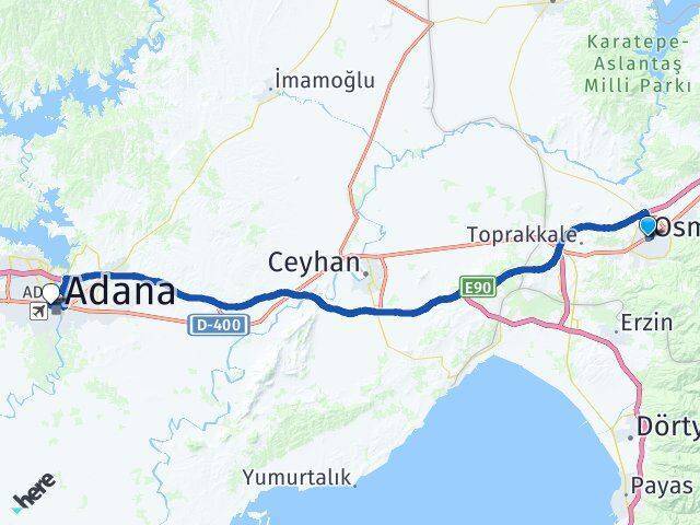 Osmaniye Otogarı Adana Merkez Park Arası Kaç Km - Yol Tarifi