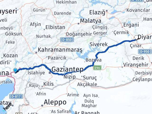 Osmaniye Otogarı Diyarbakır Arası Kaç Km - Yol Tarifi