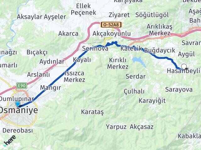 Osmaniye Otogarı Hasanbeyli Arası Kaç Km - Yol Tarifi