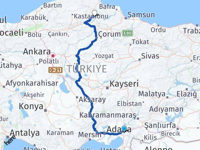 Osmaniye Saraydüzü Sinop Arası Kaç Km - Yol Haritası