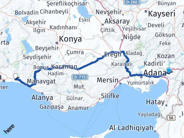 Osmaniye Serik Arası Kaç Km - Yol Tarifi