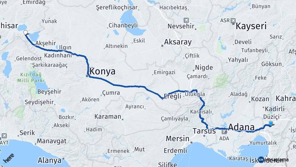 Osmaniye Sultandağı Afyonkarahisar Arası Kaç Km - Yol Haritası