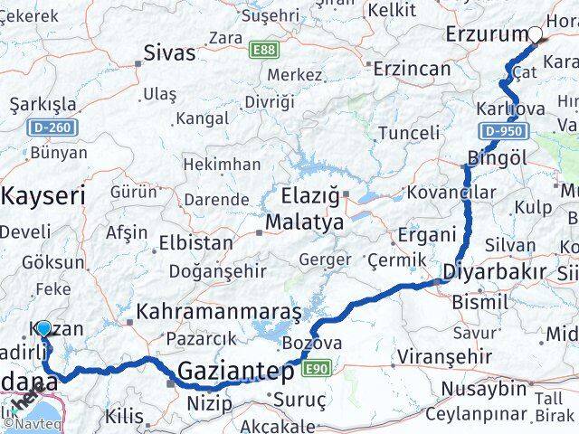 Osmaniye Sumbas Erzurum Arası Kaç Km - Yol Haritası