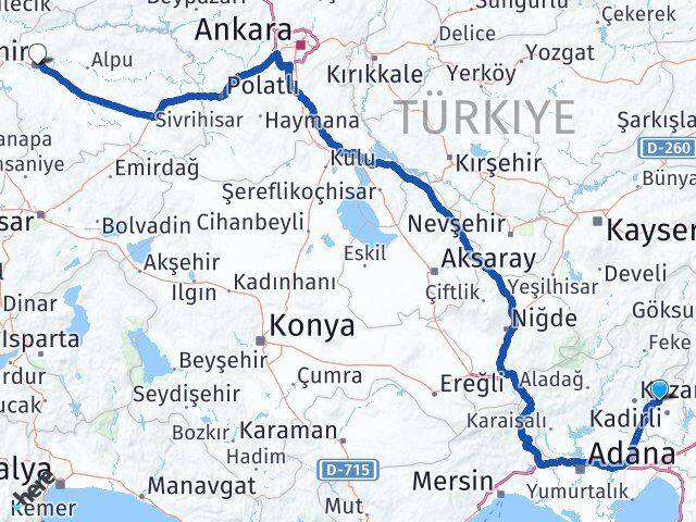 Osmaniye Sumbas Eskişehir Arası Kaç Km - Yol Haritası