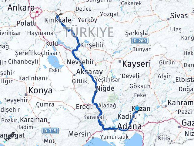 Osmaniye Sumbas Kırıkkale Arası Kaç Km - Yol Haritası
