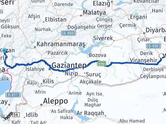 Osmaniye Sumbas Mardin Arası Kaç Km - Yol Haritası