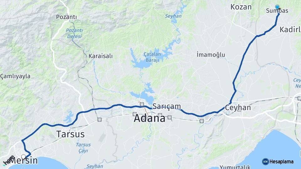 Osmaniye Sumbas Mersin Arası Kaç Km - Yol Haritası