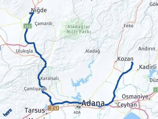 Osmaniye Sumbas Niğde Arası Kaç Km - Yol Haritası