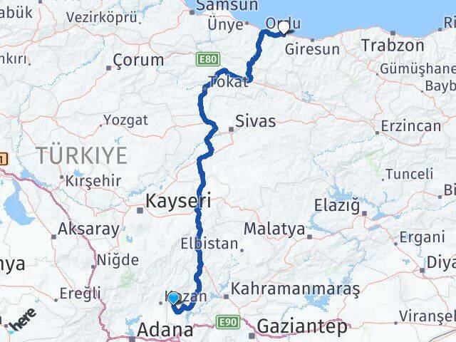 Osmaniye Sumbas Ordu Arası Kaç Km - Yol Haritası