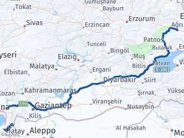 Osmaniye Taşlıçay Ağrı Arası Kaç Km - Yol Haritası