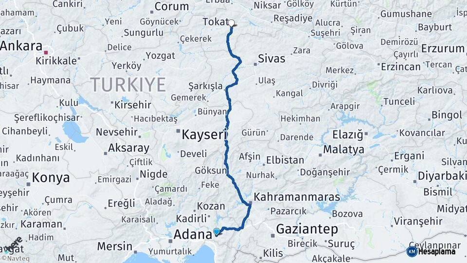 Osmaniye Tokat Arası Kaç Km - Yol Haritası