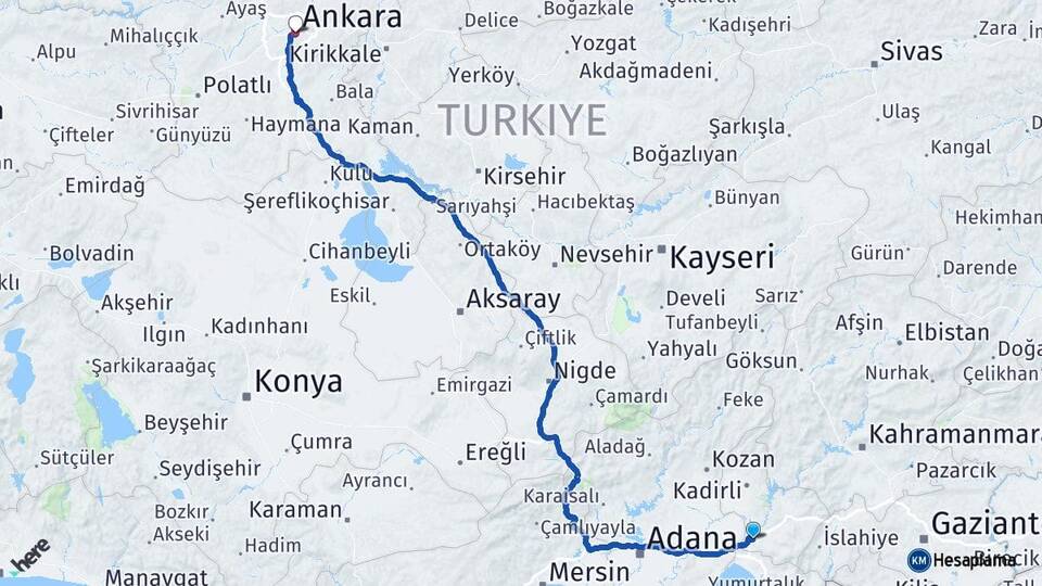 Osmaniye Toprakkale Ankara Arası Kaç Km - Yol Haritası