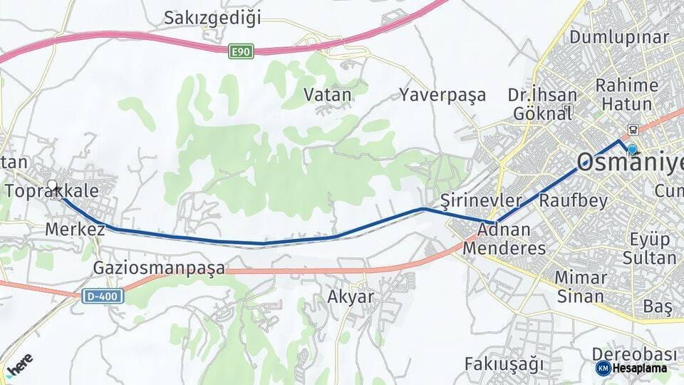 Osmaniye Toprakkale Arası Kaç Km - Yol Haritası