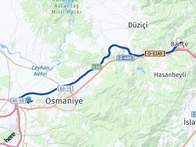 Osmaniye Toprakkale Bahçe Arası Kaç Km - Yol Haritası
