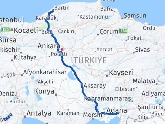 Osmaniye Toprakkale Bartın Arası Kaç Km - Yol Haritası