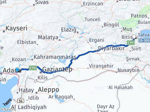 Osmaniye Toprakkale Bitlis Arası Kaç Km - Yol Haritası