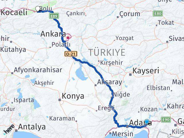 Osmaniye Toprakkale Bolu Arası Kaç Km - Yol Haritası