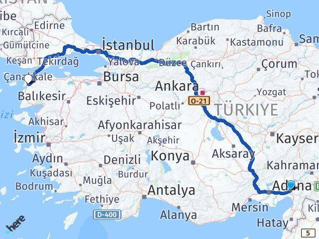 Osmaniye Toprakkale Çanakkale Arası Kaç Km - Yol Haritası