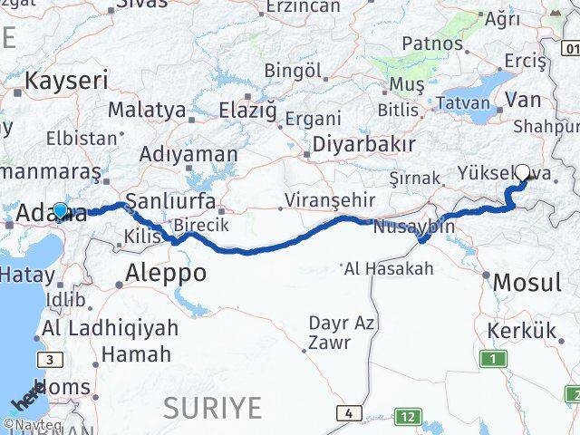 Osmaniye Toprakkale Hakkari Arası Kaç Km - Yol Haritası