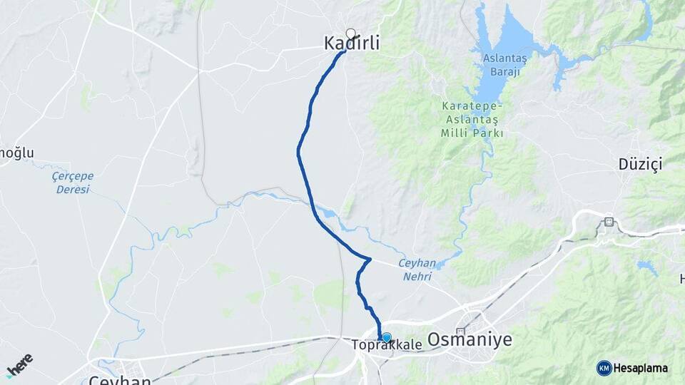 Osmaniye Toprakkale Kadirli Arası Kaç Km - Yol Haritası