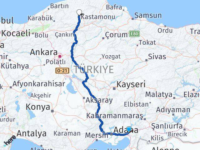Osmaniye Toprakkale Kastamonu Arası Kaç Km - Yol Haritası