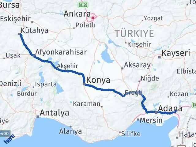 Osmaniye Toprakkale Kütahya Arası Kaç Km - Yol Haritası
