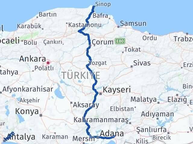 Osmaniye Toprakkale Sinop Arası Kaç Km - Yol Haritası