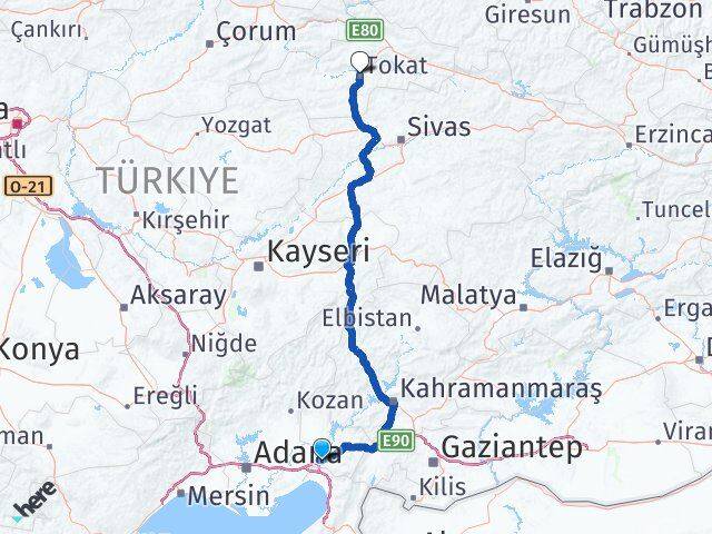 Osmaniye Toprakkale Tokat Arası Kaç Km - Yol Haritası