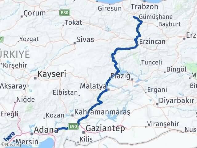 Osmaniye Torul Gümüşhane Arası Kaç Km - Yol Haritası