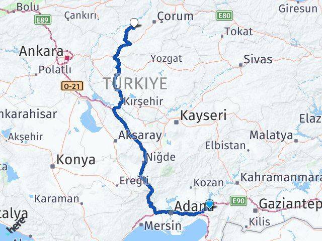 Osmaniye Uğurludağ Çorum Arası Kaç Km - Yol Haritası