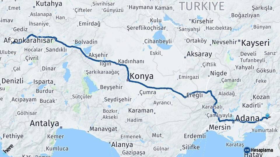Osmaniye Uşak Arası Kaç Km - Yol Haritası