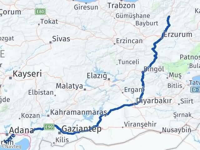 Osmaniye Uzundere Erzurum Arası Kaç Km - Yol Haritası